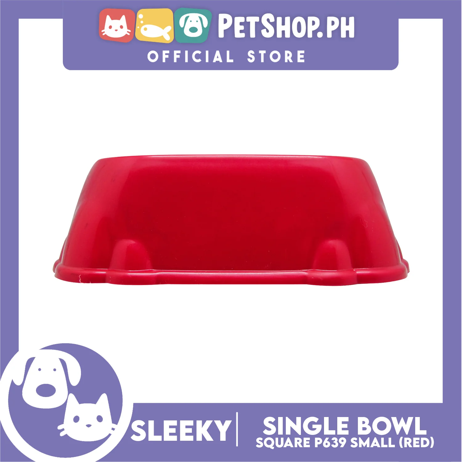 P639 Square Single Bowl Small Red - Image 3