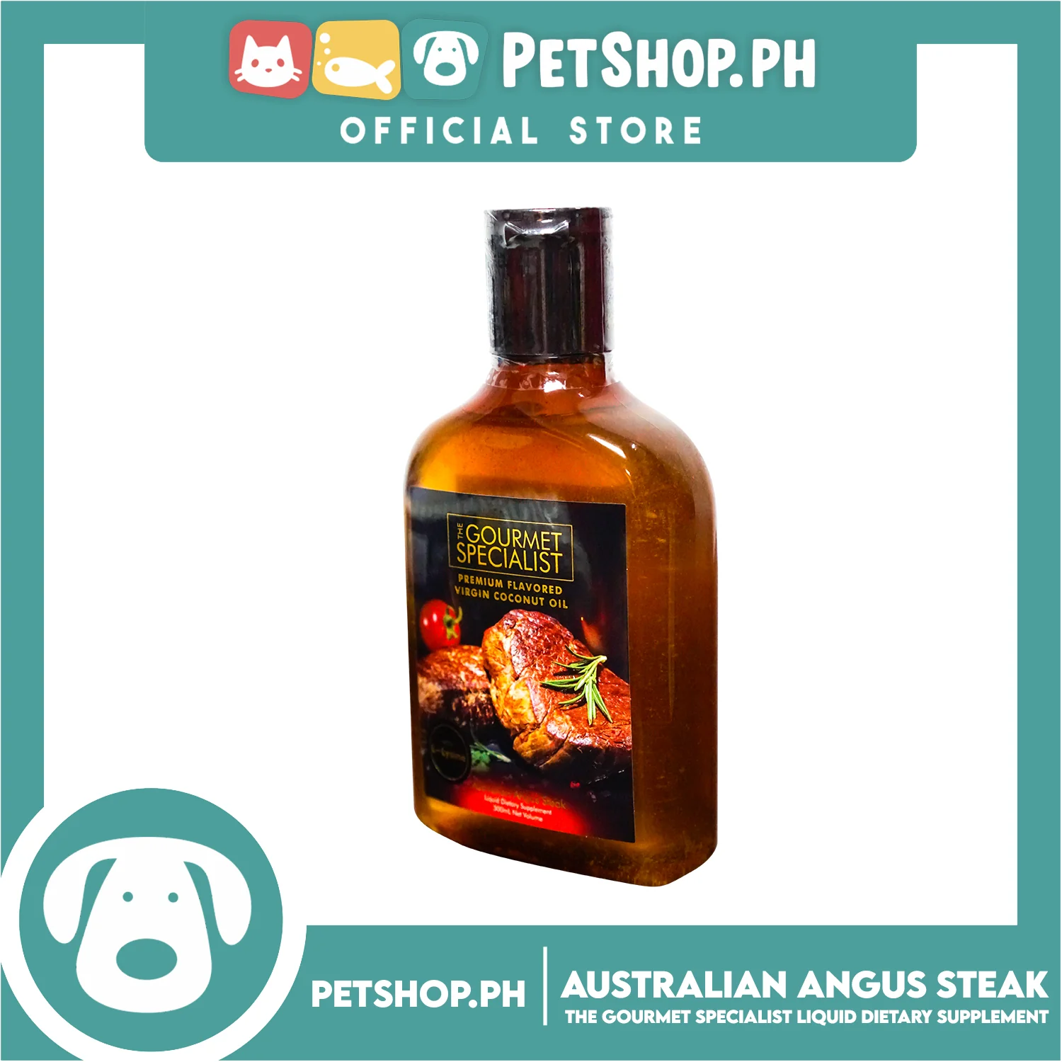 The Gourmet Specialist Premium Flavored Virgin Coconut Oil With L-Lysine for Animals 300ml (Australian Angus Steak) - Image 3
