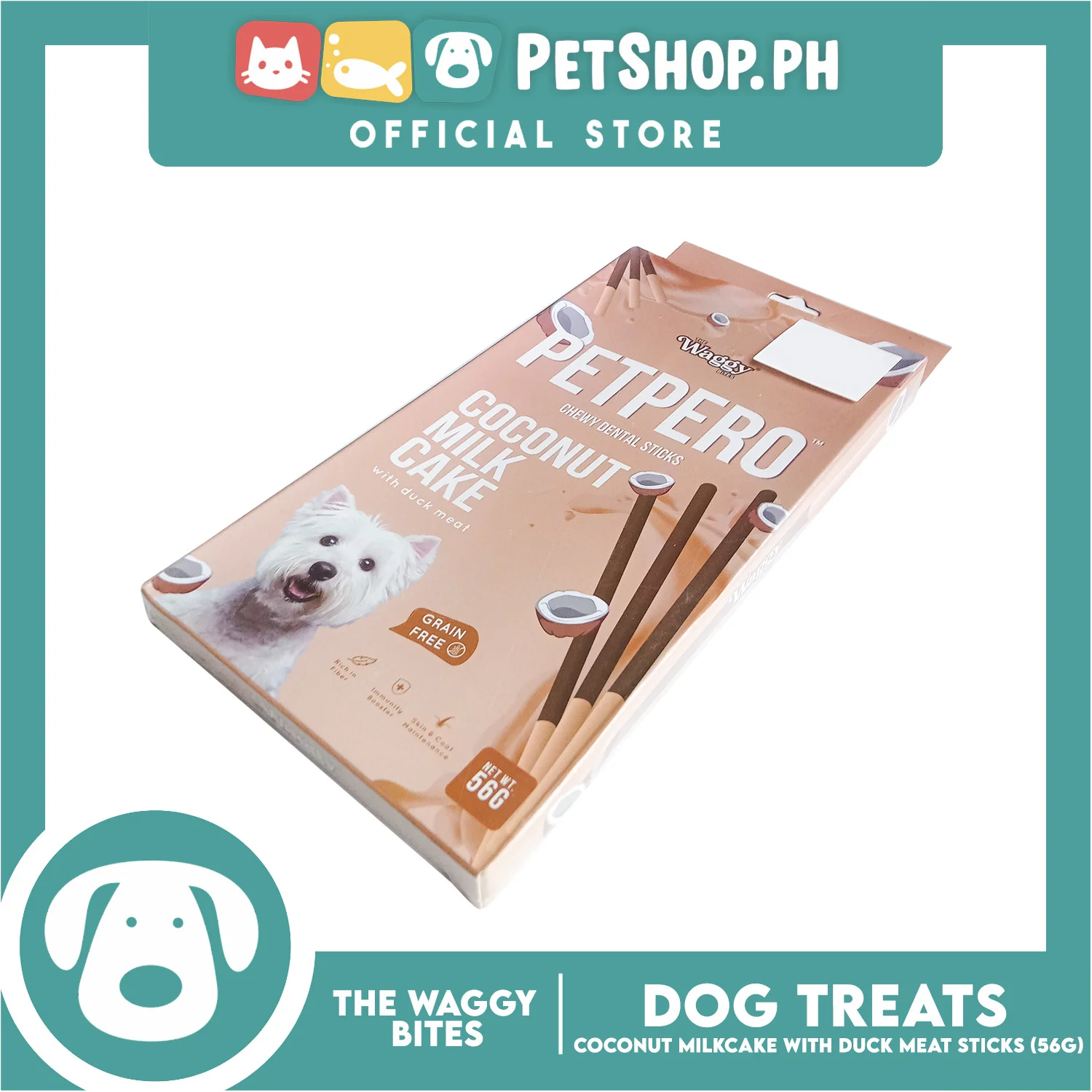 The Waggy Bites - Petpero Chewy Dental Sticks For Dogs (Coconut and Duck) 56g - Image 3