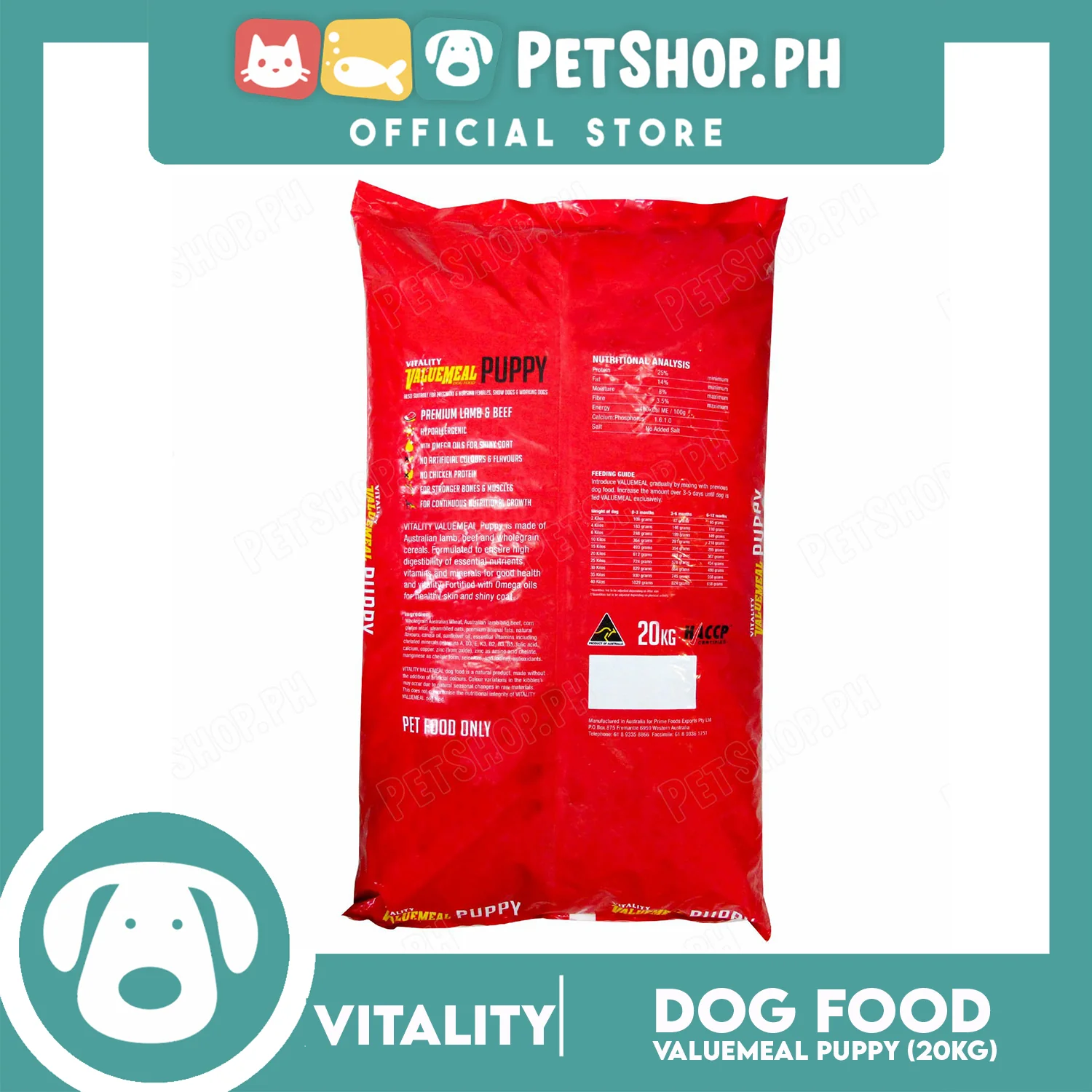 Vitality Valuemeal Puppy Small Bite, Premium Lamb And Beef Flavor 20kgs Puppy Food, Dry Dog Food - Image 3