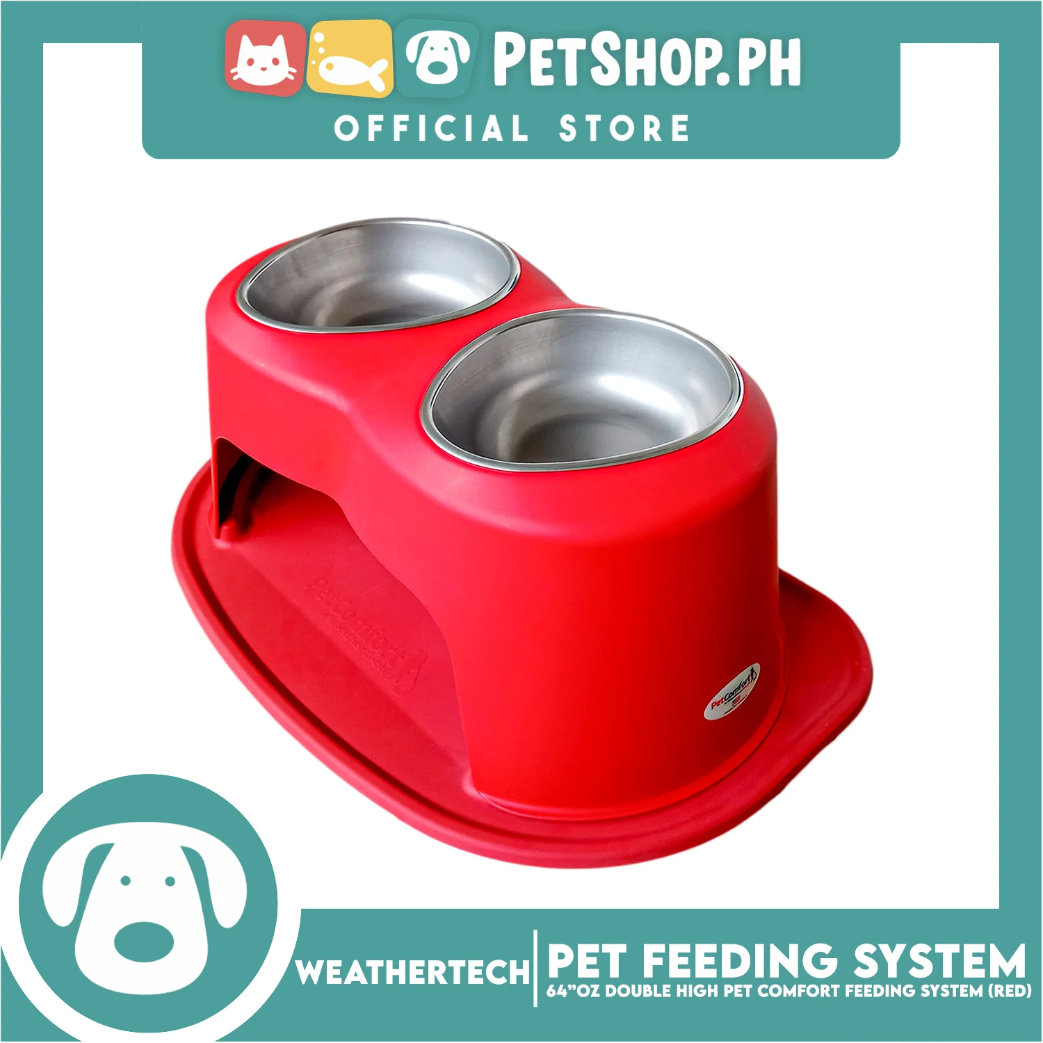 Weather Tech, Double High Pet Comfort Feeding System 64oz (Red) DHC6410RD Elevated Dog Bowls or Cat Bowls to Enhance Mealtime - Image 2