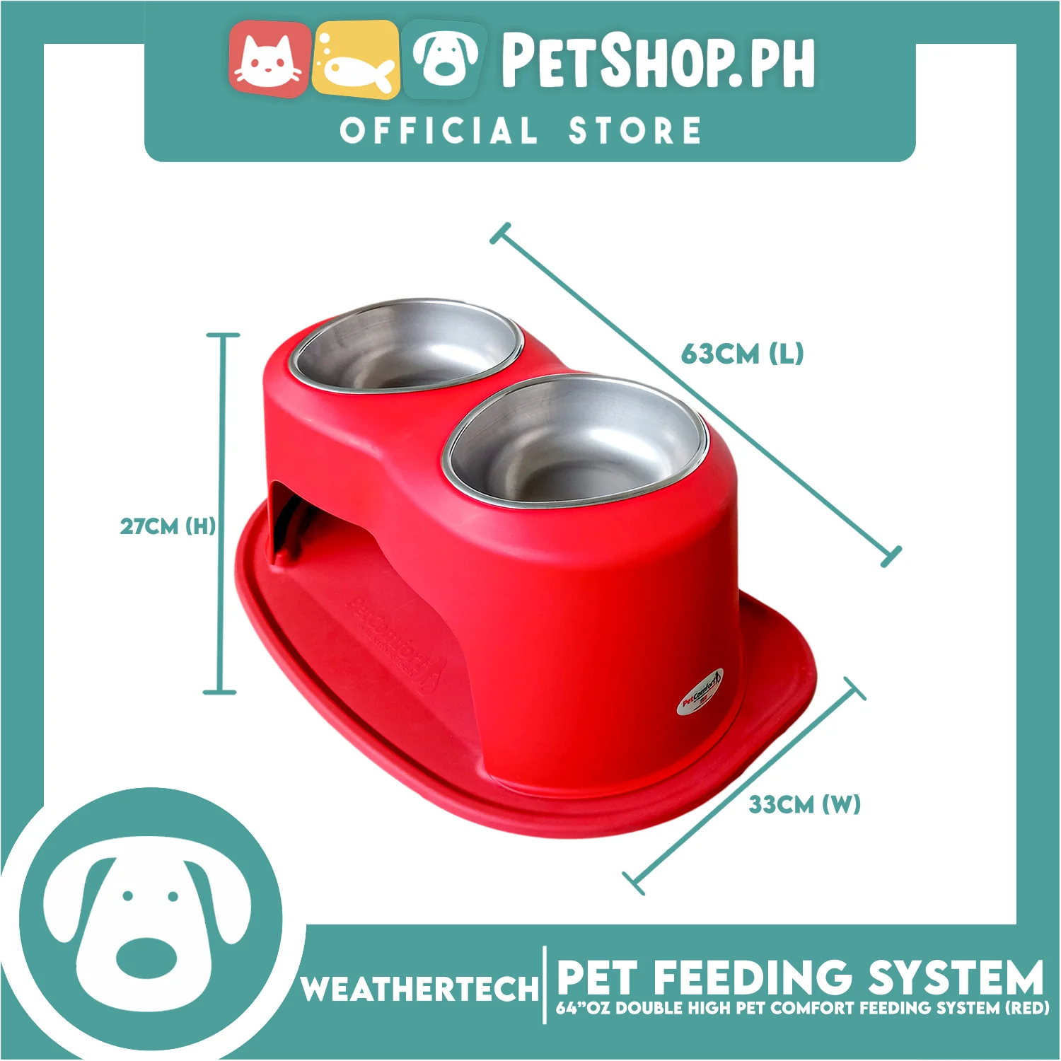 Weather Tech, Double High Pet Comfort Feeding System 64oz (Red) DHC6410RD Elevated Dog Bowls or Cat Bowls to Enhance Mealtime - Image 6