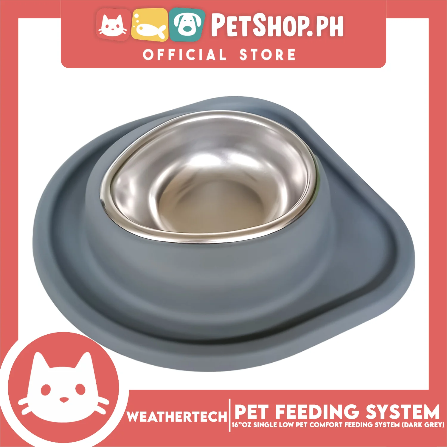 Weather Tech, Single Low Pet Comfort Feeding System 16oz (Dark Grey) SLI602DG Heavy-Duty Food or Water Bowl for On-The-Go Dogs and Cats - Image 2