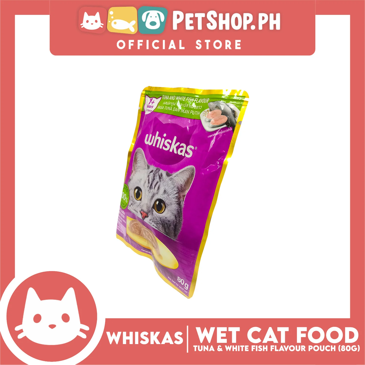 Whiskas Tuna and White Fish Pouch Cat Wet Food 80g - Image 6