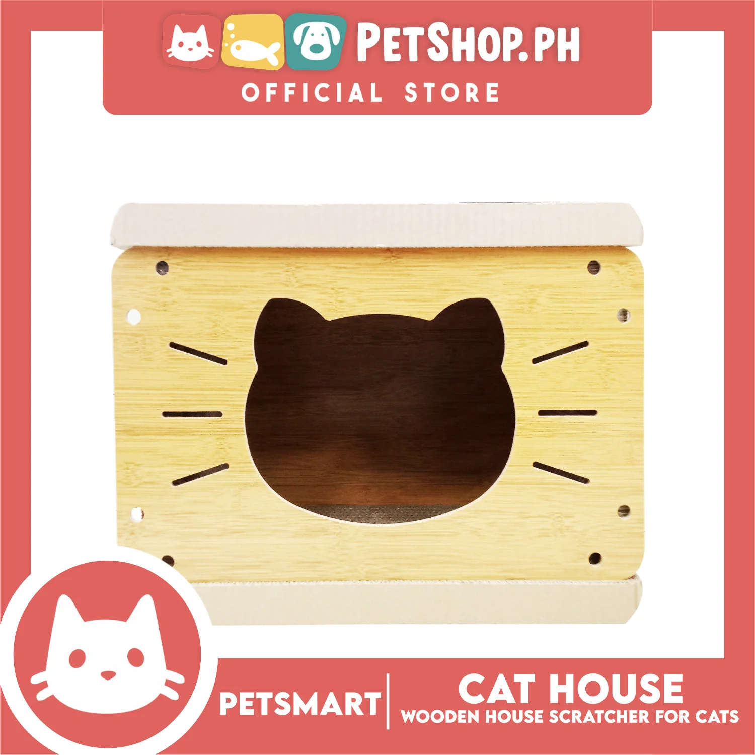 Wooden Cat House with Scratching Cardboard Cat Pad Scratcher MZB0059 easy to assemble - Image 5