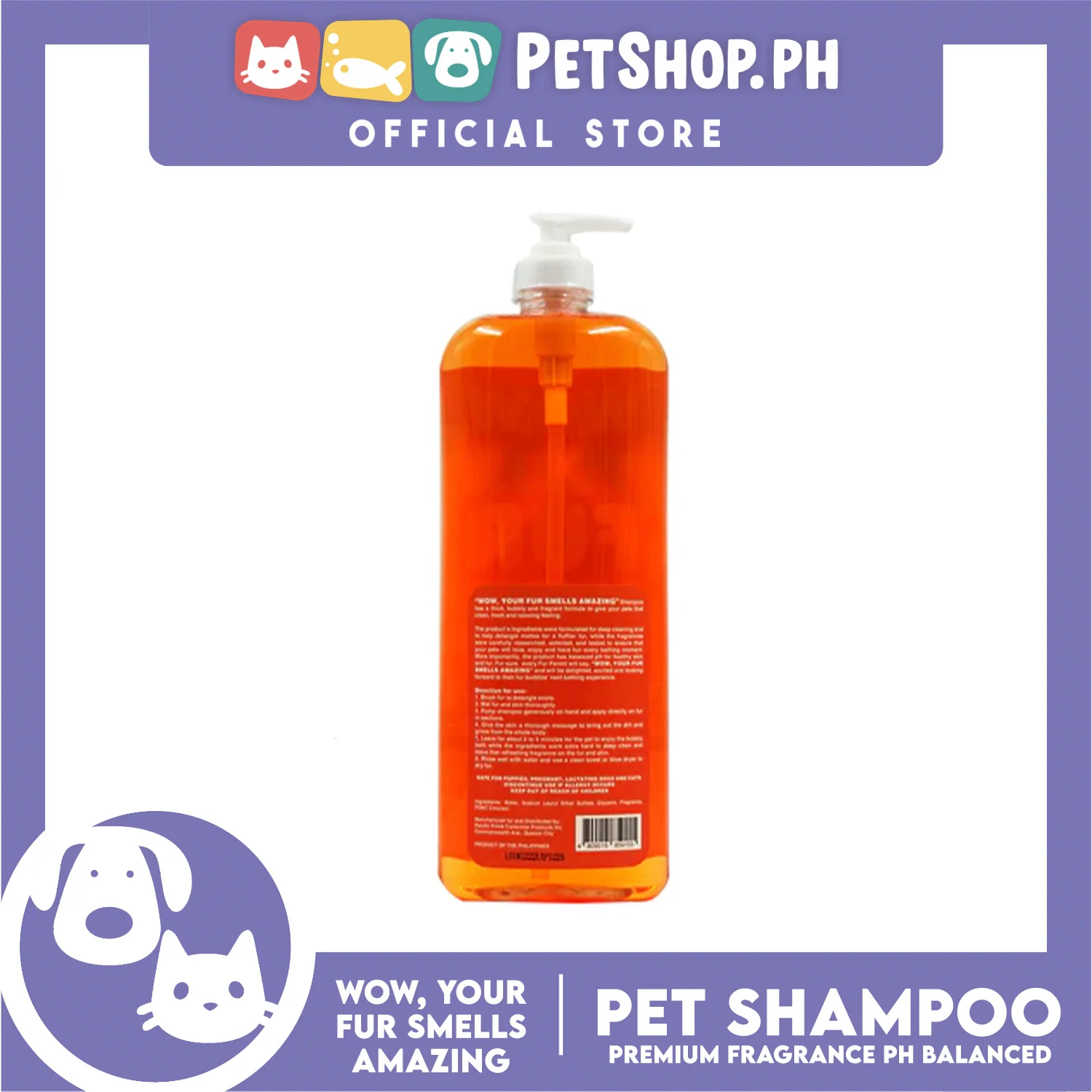 Wow, Your Fur Smells Amazing, Premium Fragrance pH Balanced Pet Shampoo 1L (Furry Sweet) - Image 3