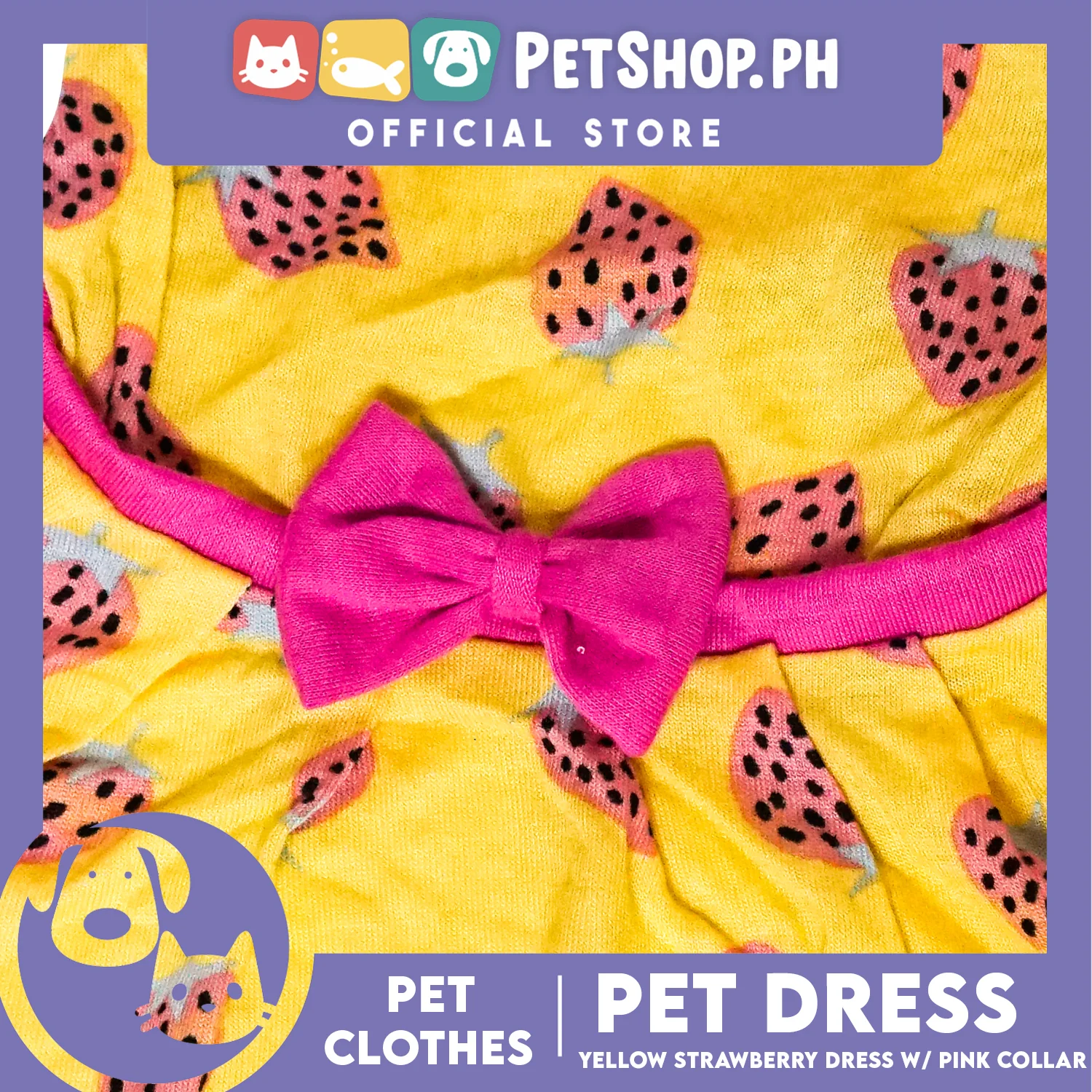 Yellow Strawberry Dress with Collar (Extra Large) for Puppy, Small Dogs and Cats - Image 6