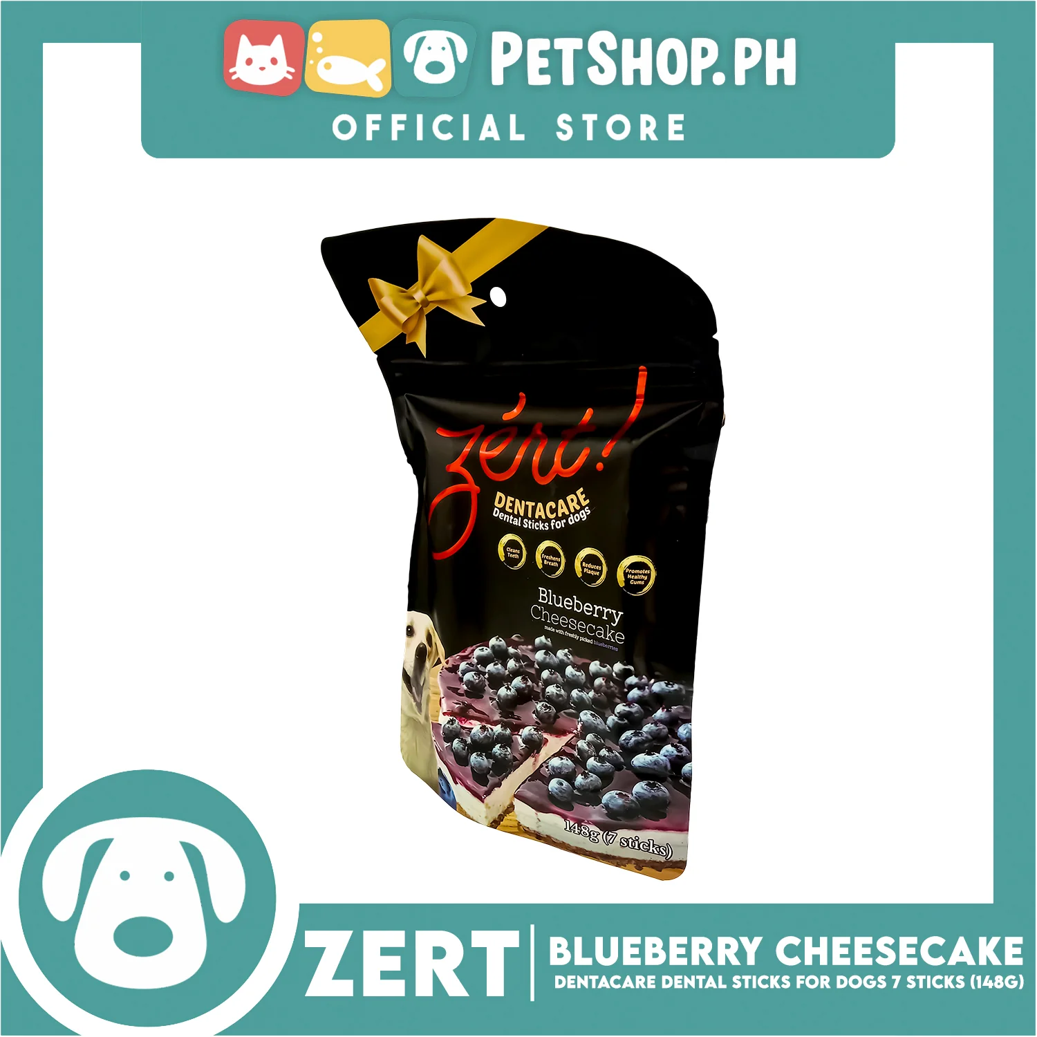 Zert Denta Care Blueberry Cheesecake Dental Sticks for Dogs 148g (7 Sticks) - Image 2