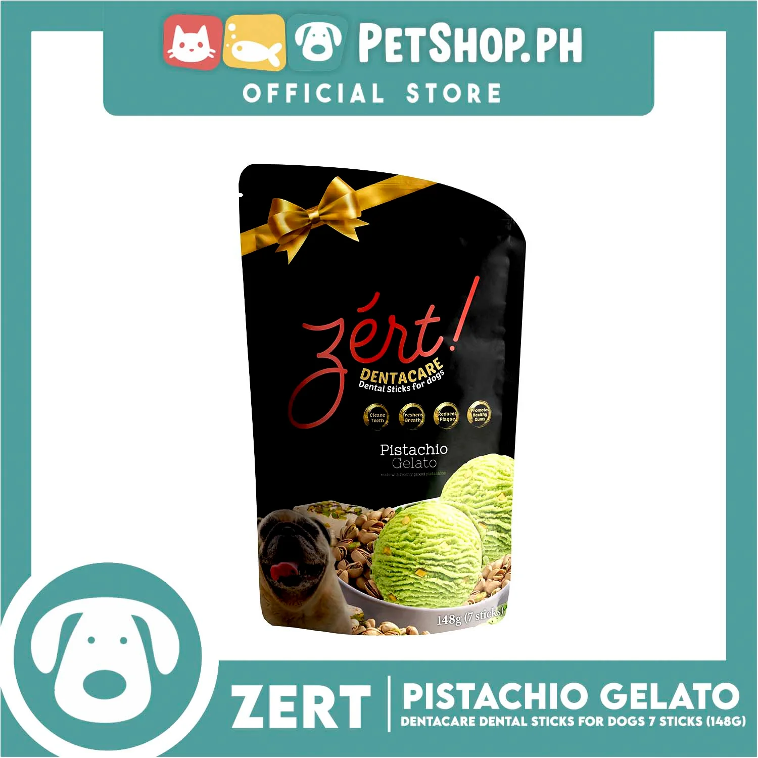 Zert Dentacare Dental Stick for Dogs 148g (Pistachio Gelato) - Image 3
