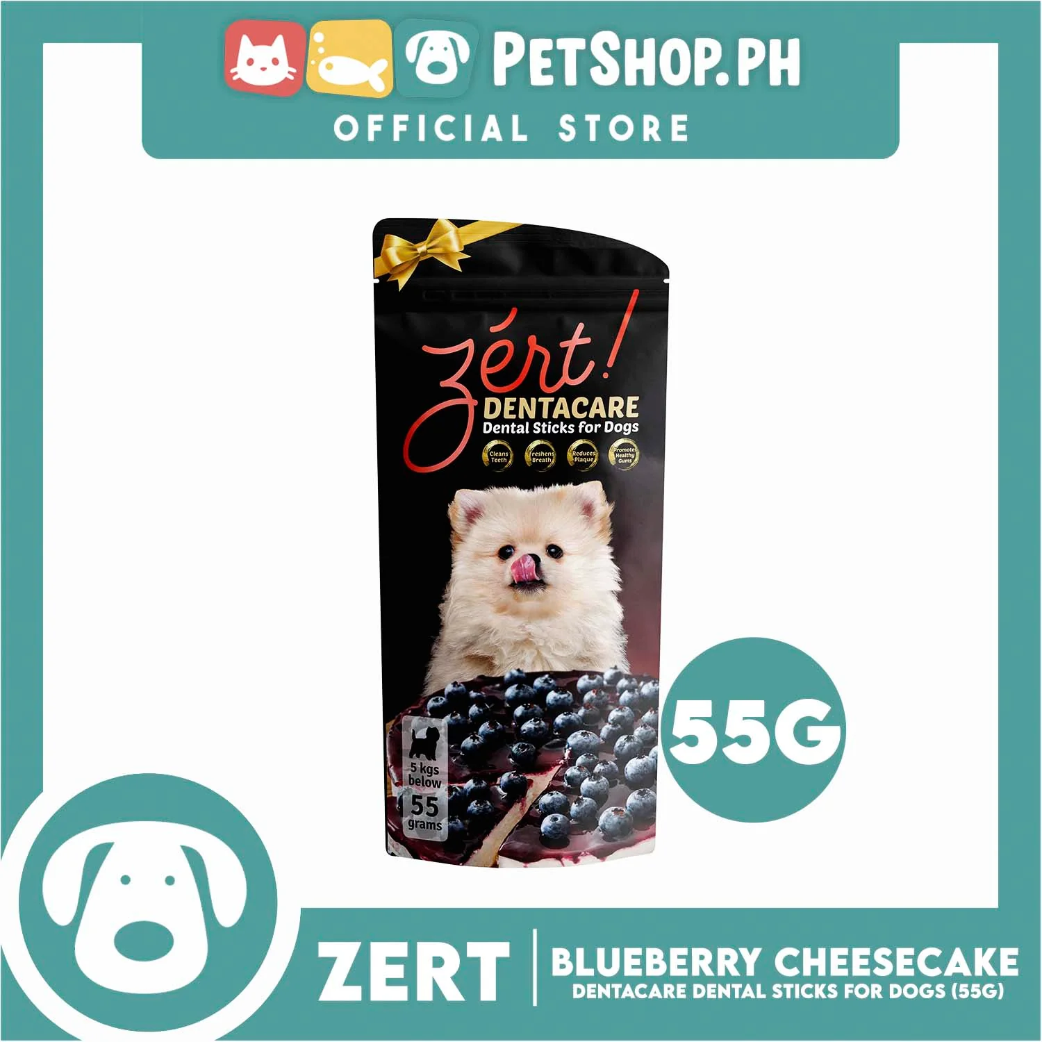 Zert Dog Dentacare Dental Stick for Dogs 55g (Blueberry Cheesecake)