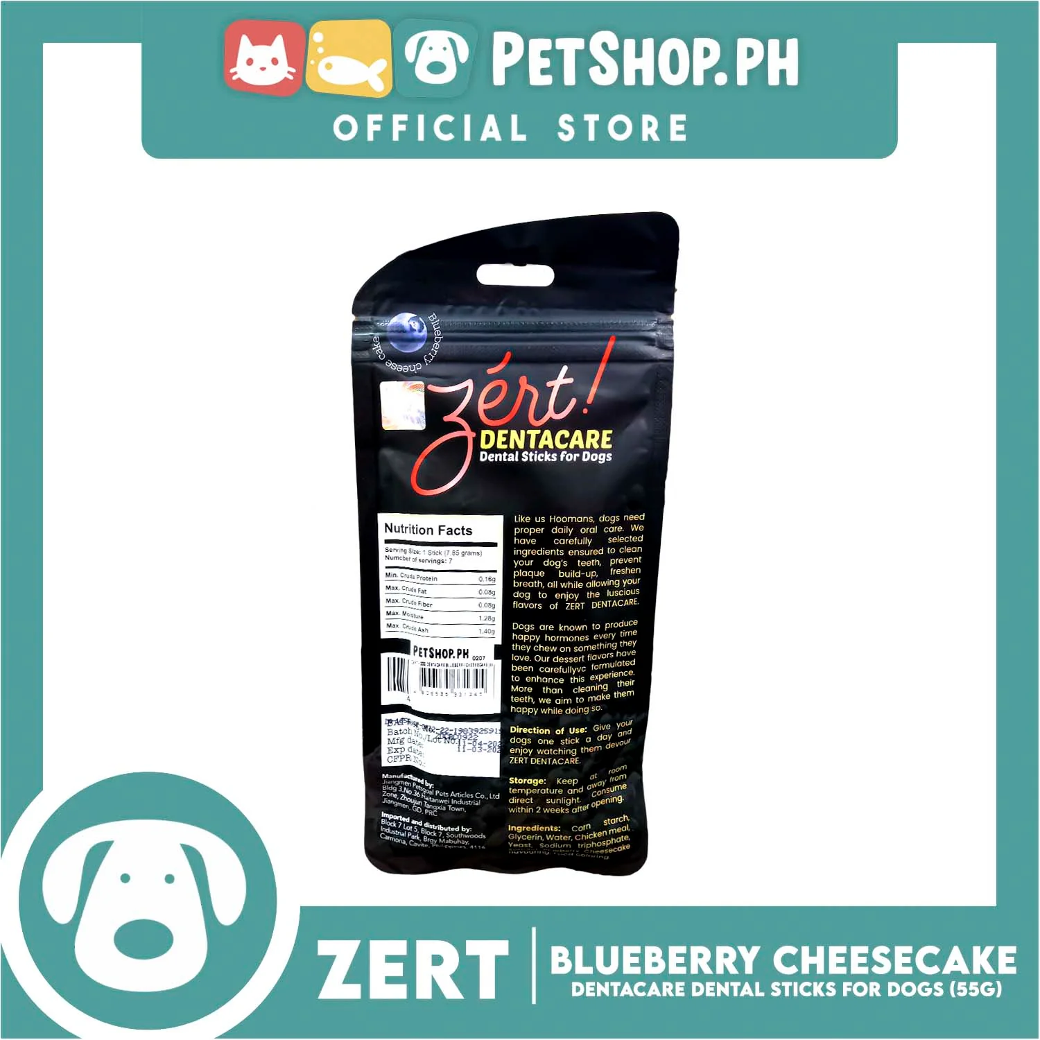 Zert Dog Dentacare Dental Stick for Dogs 55g (Blueberry Cheesecake) - Image 4