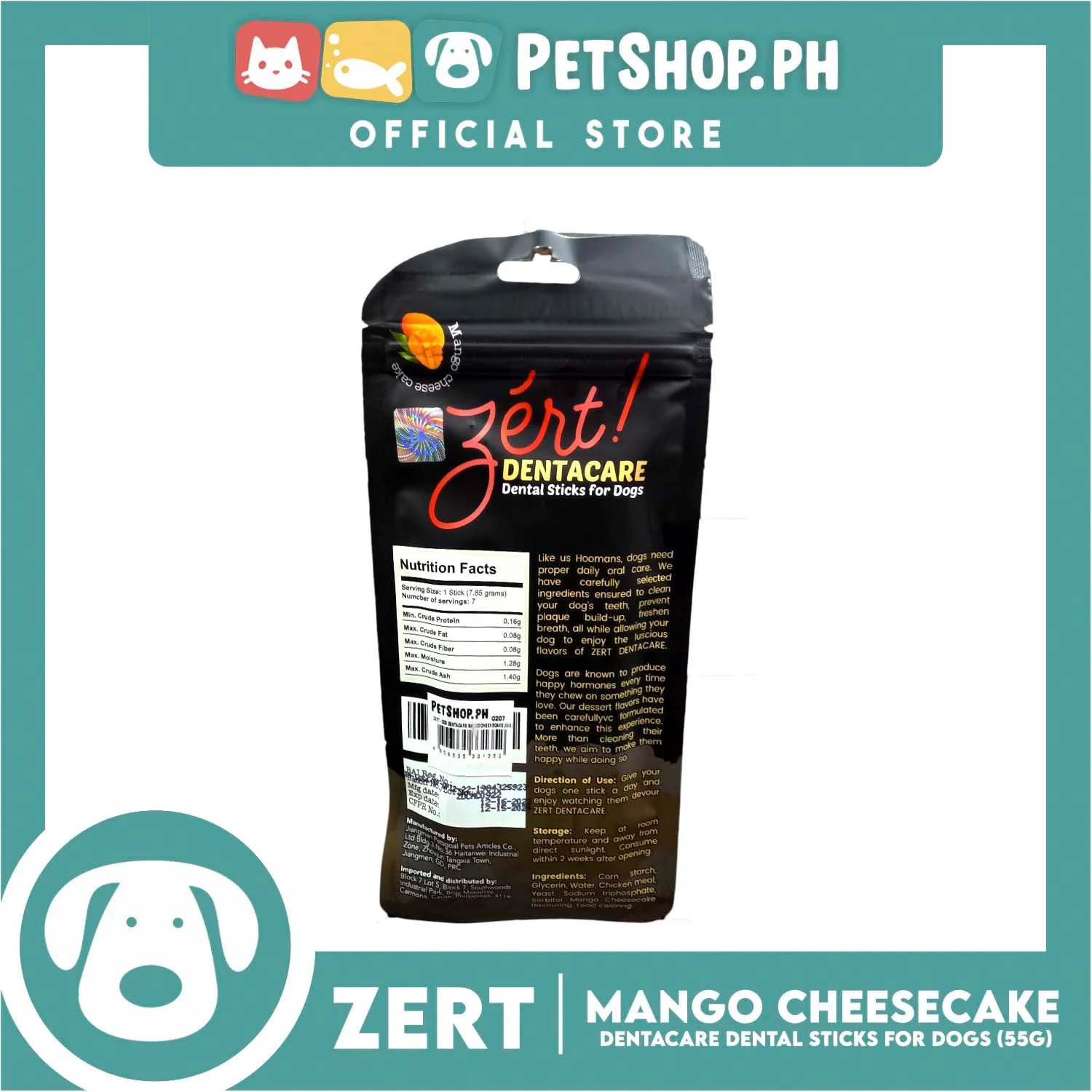 Zert Dentacare Dental Stick for Dogs 55g (Mango Cheesecake) - Image 4
