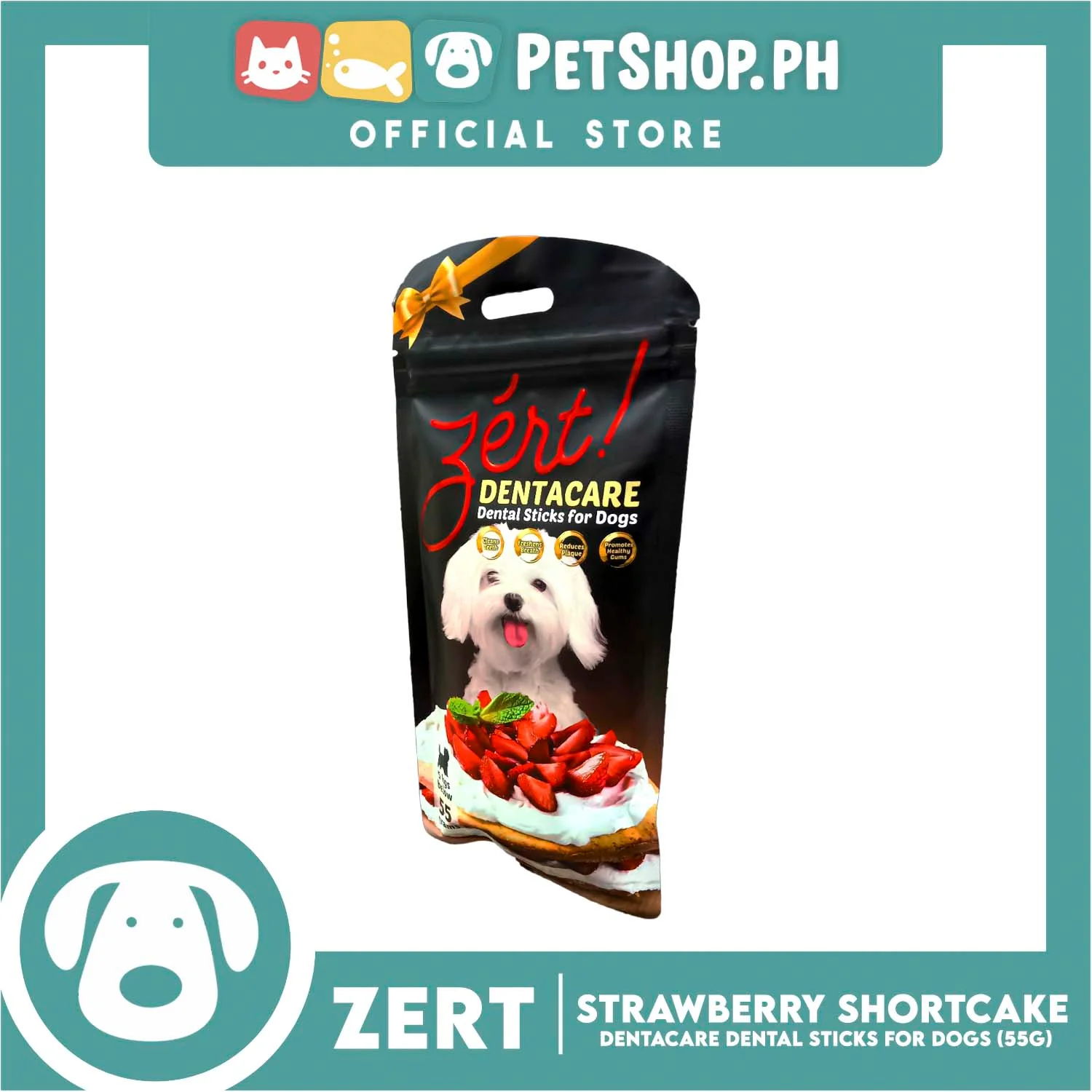 Zert Dentacare Dental Stick for Dogs 55g (Strawberry Shortcake) - Image 2