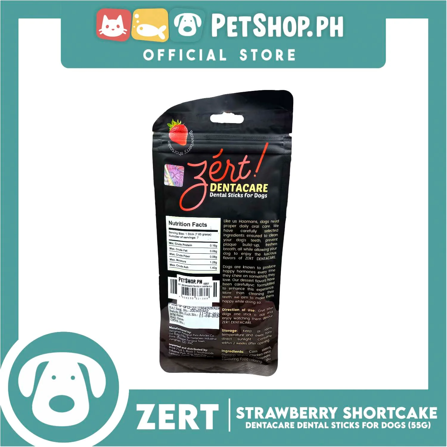 Zert Dentacare Dental Stick for Dogs 55g (Strawberry Shortcake) - Image 4