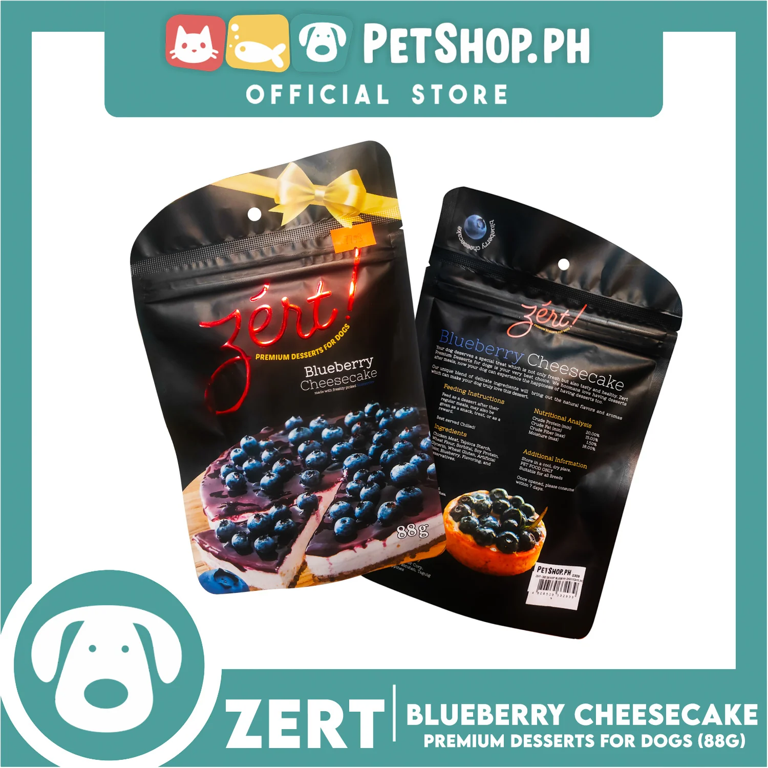 Zert Premium Desserts For Dogs 88g (Blueberry Cheesecake) - Image 3